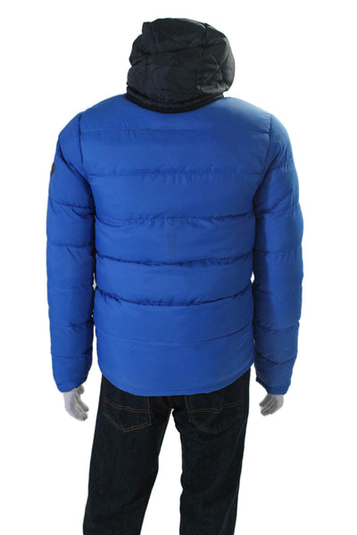 Bellfield Men's Hood Long Sleeves Full Zip Puffer Coat Blue Size S