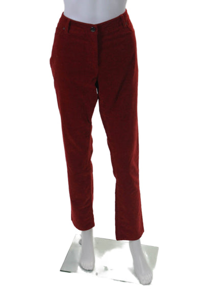 Pure Collection Womens Five Pocket Zip Front Tapered Leg Pants Red Size 6 US