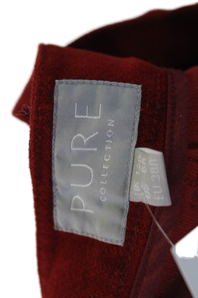 Pure Collection Womens Five Pocket Zip Front Tapered Leg Pants Red Size 6 US