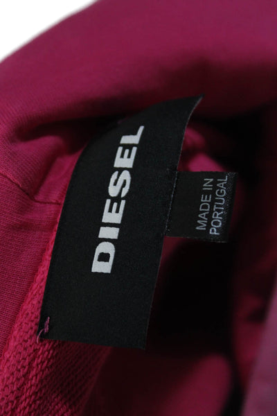 Diesel Womens Long Sleeve Front Pocket Drawstring Hoodie Pink Size Medium