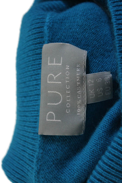 Pure Collection Womens Long Sleeve Turtleneck Sweater Cashmere Blue 6