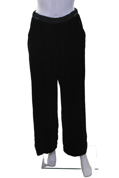 Nation LTD Womens Black Velvet High Rise Pockets Wide Leg Pants Size S