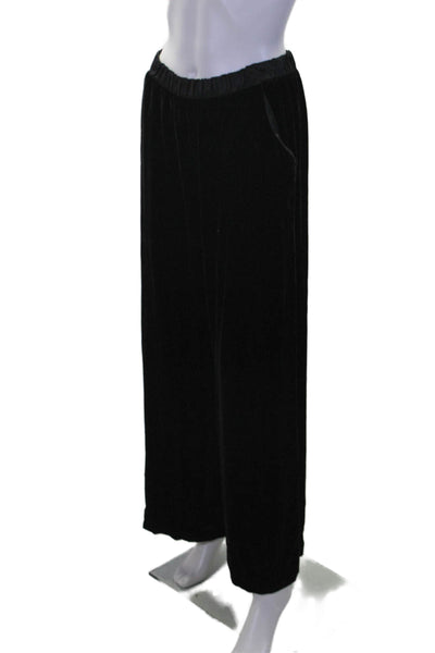 Nation LTD Womens Black Velvet High Rise Pockets Wide Leg Pants Size S