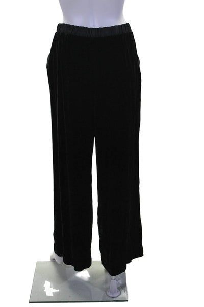 Nation LTD Womens Black Velvet High Rise Pockets Wide Leg Pants Size S