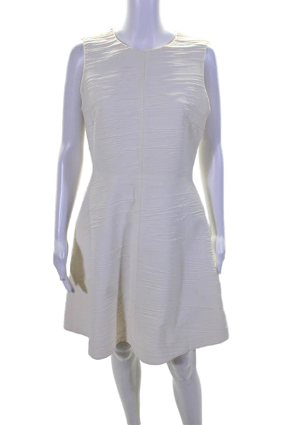 Proenza Schouler Womens White Textured Crew Neck Fit & Flare Dress Size 8