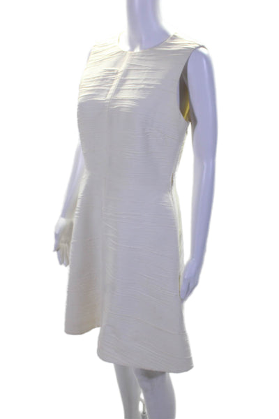 Proenza Schouler Womens White Textured Crew Neck Fit & Flare Dress Size 8