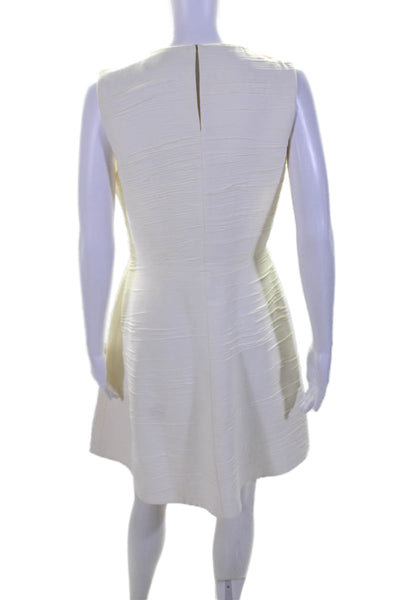 Proenza Schouler Womens White Textured Crew Neck Fit & Flare Dress Size 8