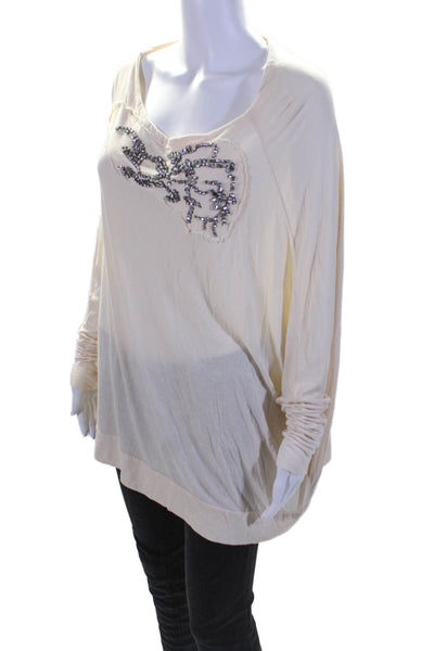 Young Fabulous & Broke Womens Crystal Detail Long Sleeve Blouse Top Tan Size OS