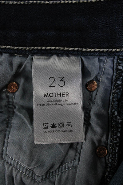 Mother Womens Cotton Denim Dark Wash Mid Rise Frayed Hem Jeans Blue Size 23