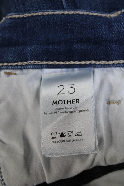 Mother Womens Cotton Denim Mid Rise Frayed Hem Flared Hustler Jeans Blue Size 23