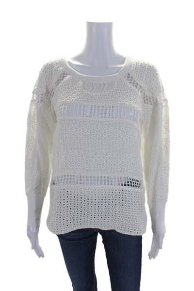 Isabel Marant Womens Eyelet Long Sleeves Sweatshirt White Cotton Size EUR 36