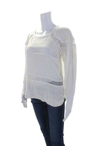 Isabel Marant Womens Eyelet Long Sleeves Sweatshirt White Cotton Size EUR 36