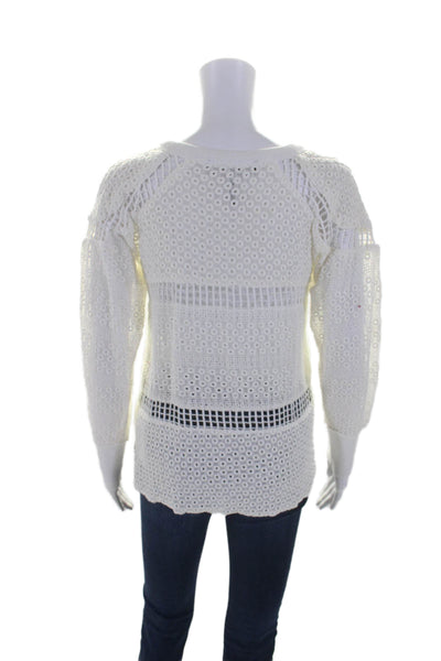 Isabel Marant Womens Eyelet Long Sleeves Sweatshirt White Cotton Size EUR 36