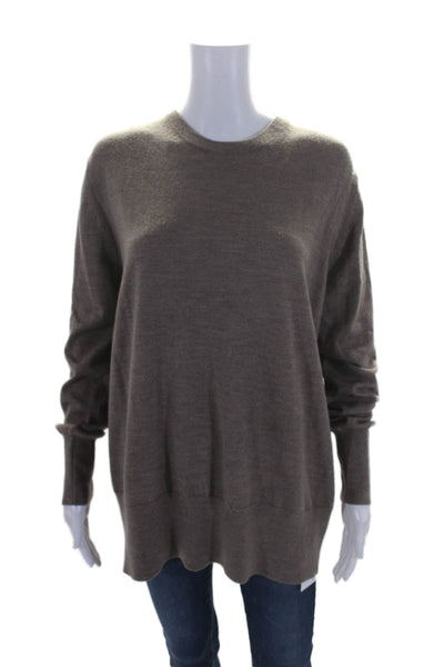 Acne Womens Long Sleeves Pullover Crew Neck Sweater Brown Wool Size Small