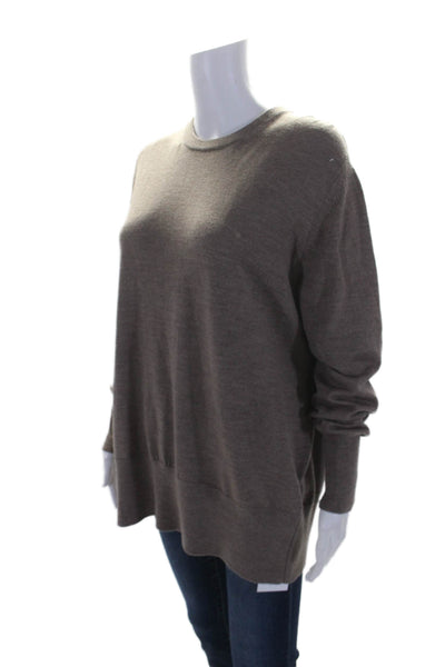 Acne Womens Long Sleeves Pullover Crew Neck Sweater Brown Wool Size Small