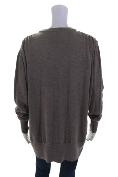 Acne Womens Long Sleeves Pullover Crew Neck Sweater Brown Wool Size Small