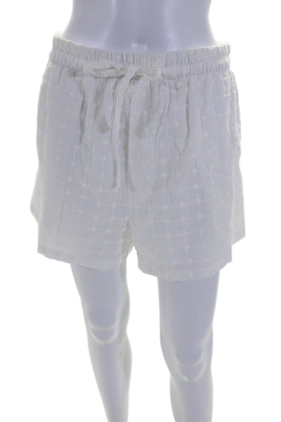 Vita Grace Womens Drawstring Waist High Rise Shorts White Cotton Size Large