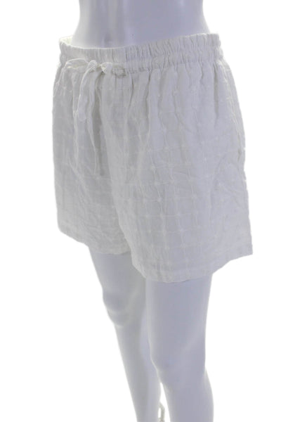 Vita Grace Womens Drawstring Waist High Rise Shorts White Cotton Size Large