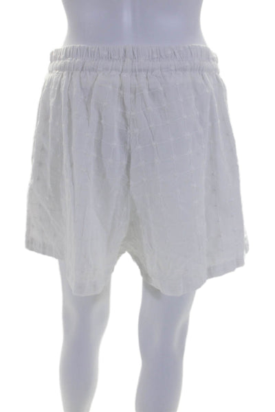 Vita Grace Womens Drawstring Waist High Rise Shorts White Cotton Size Large