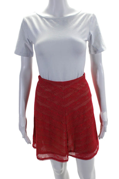 BCBGMAXAZRIA Womens Red Nude Lined Pull On A-line Skirts Size XS