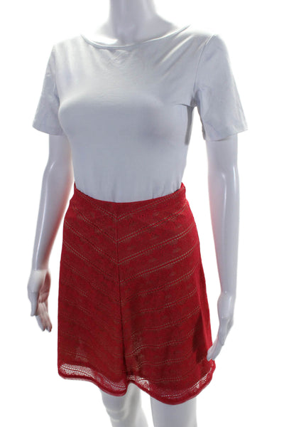 BCBGMAXAZRIA Womens Red Nude Lined Pull On A-line Skirts Size XS