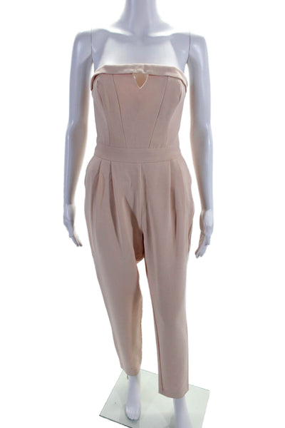 River Island Womens Blush Strapless Pleated Tapered Leg Jumpsuit Size 8