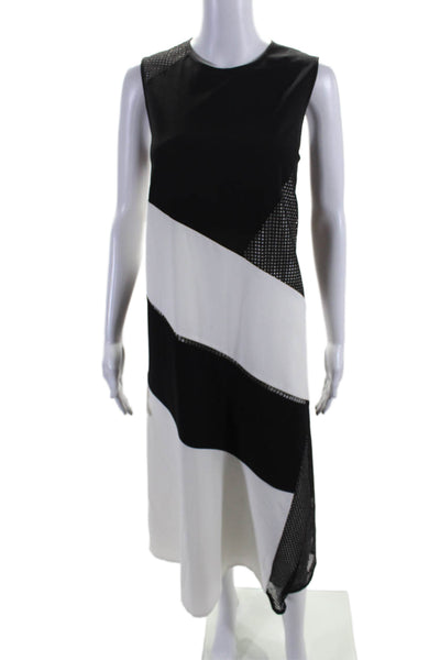 Lafayette 148 New York Womens White Black Color Block A-Line Dress Size M