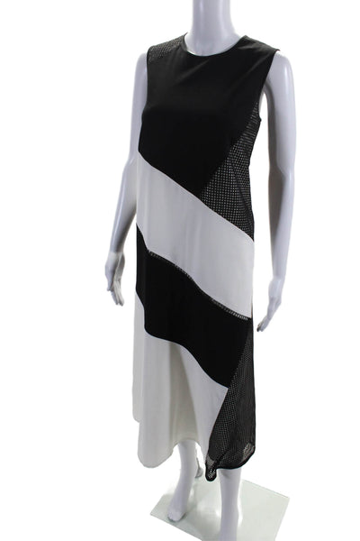 Lafayette 148 New York Womens White Black Color Block A-Line Dress Size M