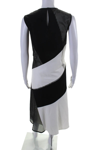 Lafayette 148 New York Womens White Black Color Block A-Line Dress Size M