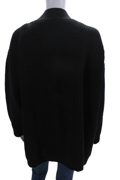 Vivetta Womens Wool Blend Knit V-Neck Button Up Cardigan Sweater Black Size M