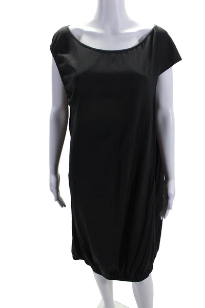 Zero + Maria Cornejo Womens Round Neck Asymmetrical Dress Black Size 12