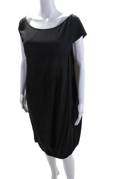 Zero + Maria Cornejo Womens Round Neck Asymmetrical Dress Black Size 12