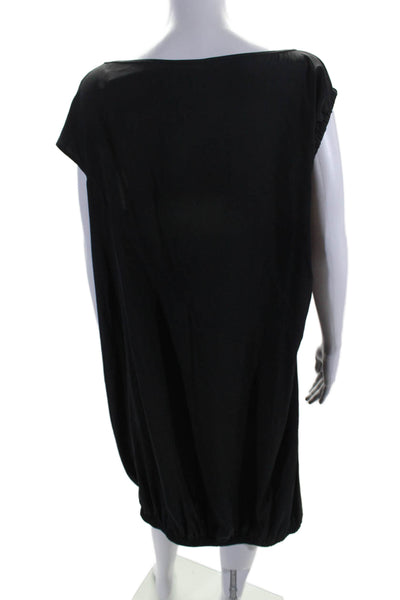 Zero + Maria Cornejo Womens Round Neck Asymmetrical Dress Black Size 12