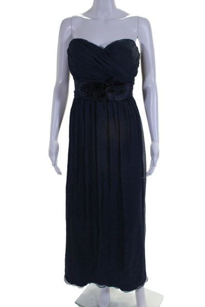 Jenny Yoo Collection Womens Sweetheart Strapless Belted Gown Blue Size 6