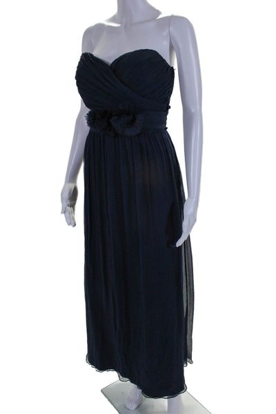 Jenny Yoo Collection Womens Sweetheart Strapless Belted Gown Blue Size 6