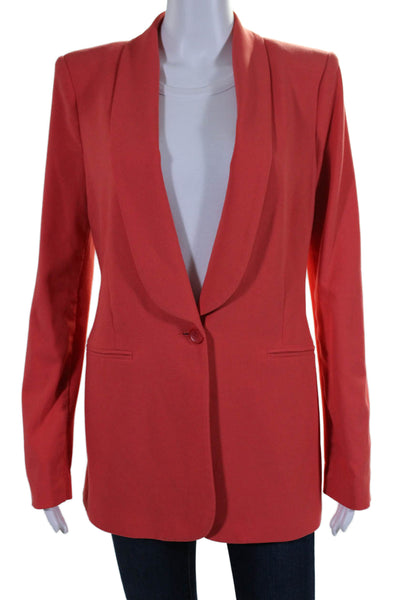 BCBGMAXAZRIA Womens Collared V-Neck One Button Blazer Jacket Orange Size S