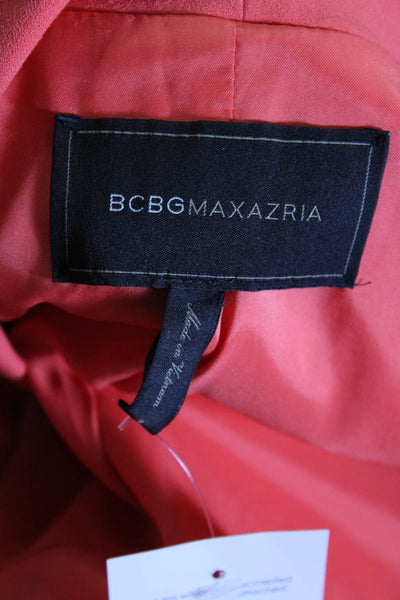 BCBGMAXAZRIA Womens Collared V-Neck One Button Blazer Jacket Orange Size S