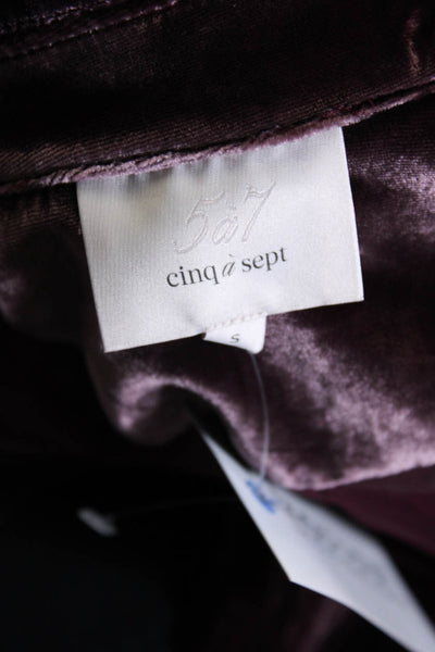 Cinq A Sept Womens Velvet Long Sleeve Cropped Shacket Jacket Purple Size S