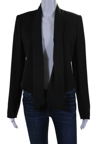 Theory Womens Wool Blend Draped Collar Open Front Blazer Jacket Black Size 6