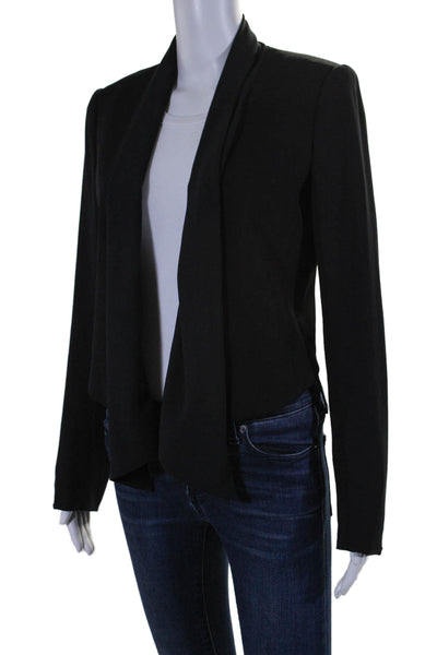 Theory Womens Wool Blend Draped Collar Open Front Blazer Jacket Black Size 6