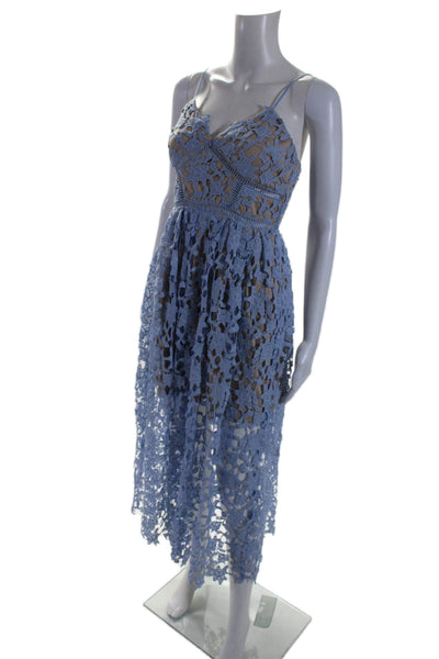 Aqua Womens Crochet Spaghetti Strap Sleeveless A Line Dress Blue Size Small