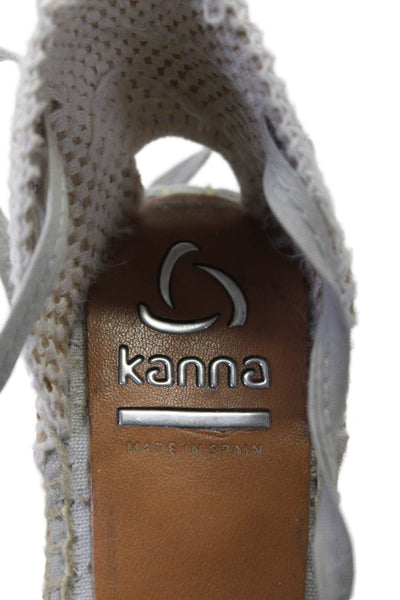 Kanna Womens Sequined Lace Up Wedge Espadrille Sandals Silver Size 37 7