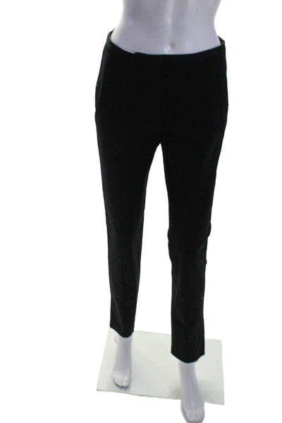 Elie Tahari Womens Zipper Fly Mid Rise Straight Leg Pleated Pants Black Size 4