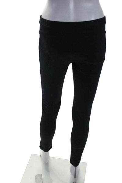 Theory Womens Elastic Waistband Mid Rise Cropped Leggings Black Size Small