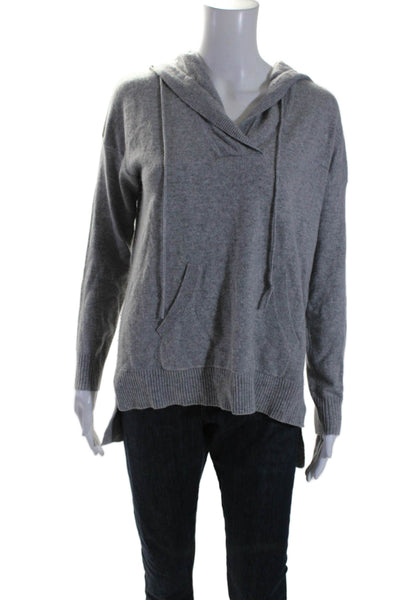 Scoop NYC Womens Pullover Pocket Front Cashmere Hooded Sweater Gray Size Small