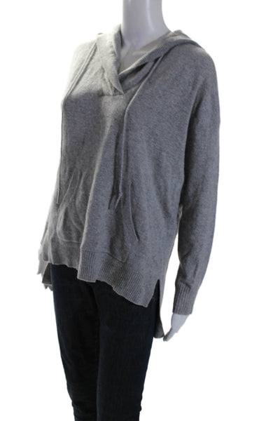 Scoop NYC Womens Pullover Pocket Front Cashmere Hooded Sweater Gray Size Small