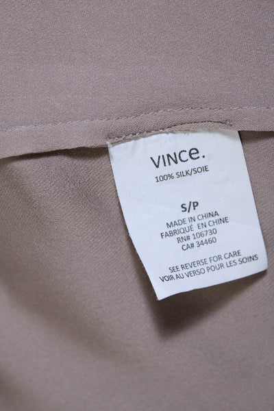 Vince Womens Sleeveless V Neck Basic Blouse Silk Beige Size Small