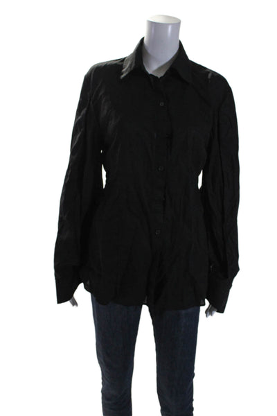 ACNE Studios Womens Long Sleeve Collared Button Down Shirt  Black Medium