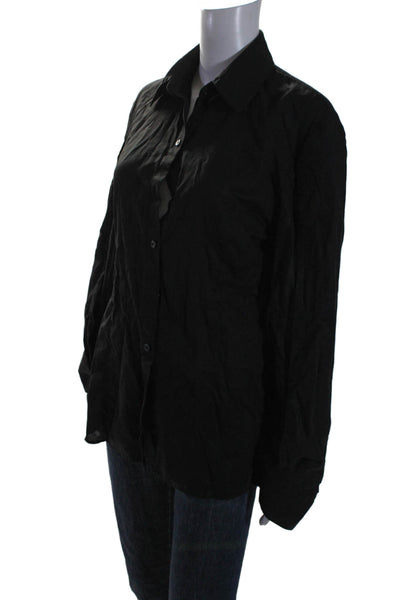 ACNE Studios Womens Long Sleeve Collared Button Down Shirt  Black Medium