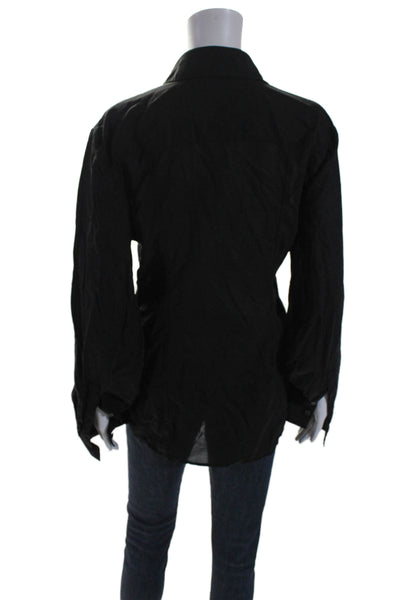 ACNE Studios Womens Long Sleeve Collared Button Down Shirt  Black Medium